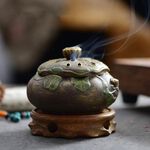 【A&R】招財開運 陶瓷好運連連 蓮花香爐 - 彩繪蓮花, , large