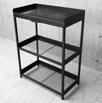【 SHAONIANNA.TW 】金屬三層網型花盆置物架堆車 60x45x90cm &ndash; 陽台多功能收納架，可移動附水盤大容量, , large