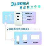 【台陞科技】REAICE 65W氮化鎵三孔PD快充組-65W頭+C to C 2M耐磨編織充電線(充電器/筆電/typeC/折疊式插腳/i17/安卓), , large