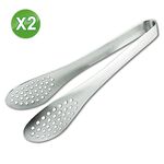 【LMG】日式304不銹鋼萬用料理瀝油夾2入組(料理夾/食物夾), , large