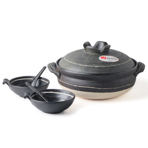 [豐名日本餐具] 八號砂鍋五件式組 黑 / C00GP0-67