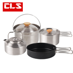 Caiyi 4件套 不銹鋼鍋具組 露營套鍋 野營鍋 戶外鍋具, , large
