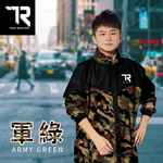 [TDN]迷彩偽裝前開雨衣連身雨衣(EK4289)軍綠特加長型, , large