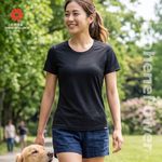 [GP石墨烯] 石墨烯散熱速乾涼感圓領短袖-黑色/女款, , large
