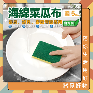 五入菜瓜布 菜瓜布 洗碗海綿擦 刷碗布 洗碗刷 洗碗海綿 洗碗菜瓜布 高效清潔 海綿【Ho覓好物】五入菜瓜布 HM201