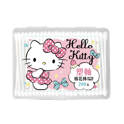 [寶富華]Hello Kitty塑軸棉花棒200支(盒裝)