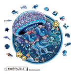  [Brick Republic]YouRPUZZLE Round Jellyfish &ndash; Irregular Wooden Puzzle (Certified), , large