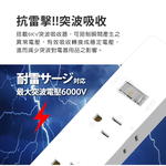 aibo 1開6插PD25W快充 專利三向出線抗雷擊延長線(台灣製)-1.8米, , large