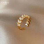 【Gulicc 】古莉可 戒指 韓國水晶樹葉輕奢風戒指, , large