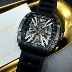 [星晴錶業]GEYA手錶,48mm, 52mm,G78130GWKK雙面機械鏤空錶面黑錶殼深黑色矽膠錶帶款, , large