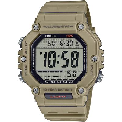 CASIO 卡西歐 大屏幕顯示 10年電力手錶-卡其 AE-1600H-5AV