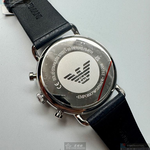 [星晴錶業]ARMANI手錶,42mm,AR00085寶藍色錶面銀錶殼深黑色真皮皮革錶帶款, , large