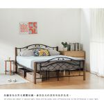 5呎雙人床架 雙人床架 鐵床架 實木鐵床架 BE280, 胡桃木色, large