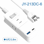 鉅玉經典｜20W智慧充電一開三插延長線 6尺  JY-213DC-6, , large