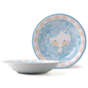 [豐名日本餐具] 8.0"盤 京都貓 青色 / C08PL0-407-4