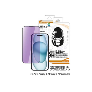 【山水之寶】Oweida iPhone17/Air/17Pro/17ProMax/16Pro/Max保護貼2.5D亮面藍光 9H鋼化玻璃貼