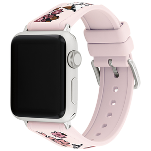 COACH Apple Watch 淡粉花朵錶帶 38/40/41mm適用 矽膠錶帶 禮物 送禮(不含手錶) CO14700292