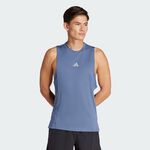 Adidas D4T HR TK 男 背心 運動 訓練 健身 重訓 透氣 涼感 大袖孔 藍 [IS3713], , large