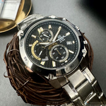 [星晴錶業]CASIO手錶,44mm,CA56830黑色錶面銀錶殼銀色精鋼錶帶款, , large