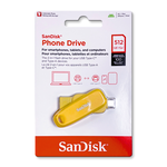 【SanDisk】Phone Drive DDC6 黃色 512G TYPE-C USB 3.2 雙用 OTG 旋轉隨身碟 讀取速度 100MB/s, , large