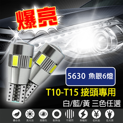 【車的LED】5630魚眼 6SMD T10 款-2入組