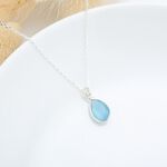 【Angel & Me】Natural Blue Chalcedony Raindrop s925 sterling silver necklace gift, , large