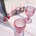 【Lesser&Pavey】彩色高腳杯/浮雕紅酒杯/雕花紅酒杯/紅酒杯/酒杯/香檳杯/玻璃杯/對杯/派對杯/酒杯組, , large