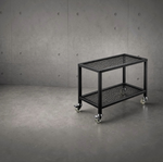 【 SHAONIANNA.TW 】55&times;40cm 雙層金屬網格推車｜四輪全剎｜工業風收納架｜重型工作車, , large