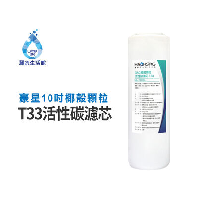 【麗水生活】豪星 10吋T33椰殼UDF顆粒活性碳濾芯 活性碳 淨水器 過濾器 飲水機 濾心
