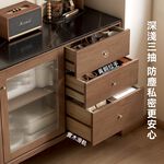 原木岩板餐邊櫃 1.2米 岩板餐櫃 長虹玻璃櫃 廚房收納櫃 抽屜櫃 置物櫃 H01W04, 胡桃色, large