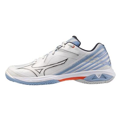 Mizuno Wave Claw 3 男女 羽球鞋 寬楦 室內運動 支撐 抗扭 瞬移 白 水藍 [71GA244325]
