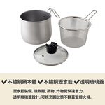 日本Arnest 逸品物創不銹鋼三合一萬用料理鍋附瀝水藍、玻璃蓋14cm, , large