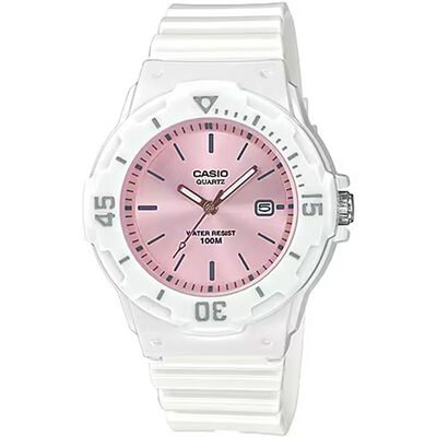 CASIO 卡西歐 輕巧運動風指針手錶-粉x白 LRW-200H-4E3V