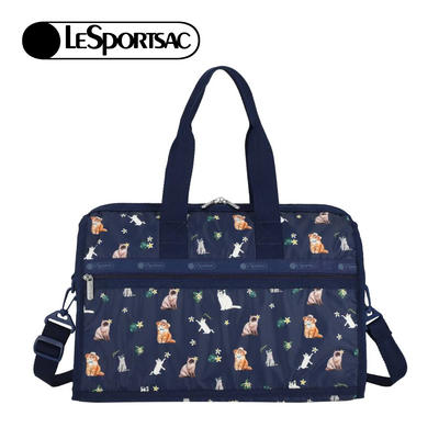 Lesportsac Deluxe Med Weekender 經典中型行李袋 旅行袋 收納袋 送禮 禮物 推薦 女包(熱帶度假貓咪)