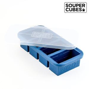 官方直營【Souper Cubes】多功能食品級矽膠保鮮盒4格_暮光藍(500ML/格)