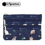 Lesportsac 3-Zip Cosmetic 三層拉鍊化妝包 收納包 盥洗包 女包 男包(熱帶度假貓咪), , large