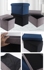 品田日居/麻布收納椅凳/長形-3入, , large