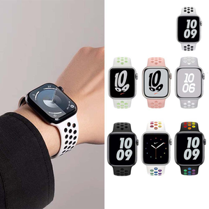 【山水之寶】Apple watch 38/40/41/S10 42/S11 42mm錶帶 透氣洞洞 反扣款矽膠運動型錶帶