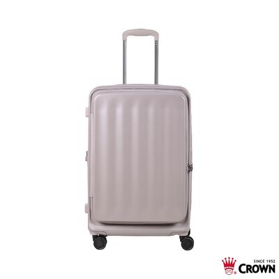 【CROWN 皇冠】Airstride 24吋擴充拉鍊箱-霧粉
