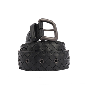 BOTTEGA VENETA 牛皮編織皮帶90CM/36" 寬4cm/黑色