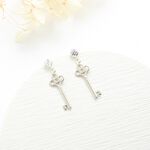 【Angel & Me】Key of love s925 sterling silver earrings (changeable ear clips), , large