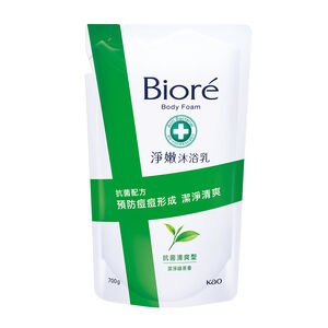 Biore淨嫩沐浴乳清爽型補充包(潔淨綠茶香)700g潔淨綠茶香