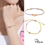 【Prisme Gold】黃金手鍊 愛心 彩色編繩手鍊 顏色隨機 (金重：約0.04錢&plusmn;0.02), , large