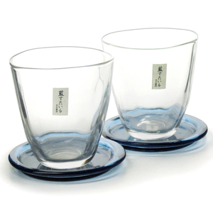 [豐名日本餐具] 3.0"玻璃杯組 附底盤 ADERIA / G03CU2-1
