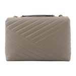 TORY BURCH Kira 縫線設計翻蓋肩背/斜背鍊包/灰色, , large