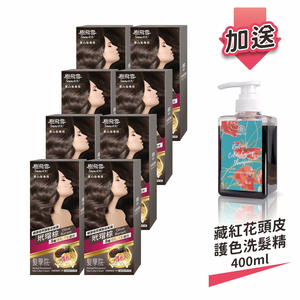 【樹飛雪】8入組 髮學院染髮劑 環保簡易包(黑白髮專用 玳瑁棕) 加送 藏紅花護色健髮洗髮精400ml