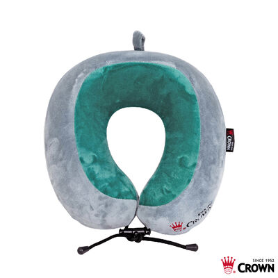 【CROWN 皇冠】雙峰U形記憶棉頸枕-綠灰