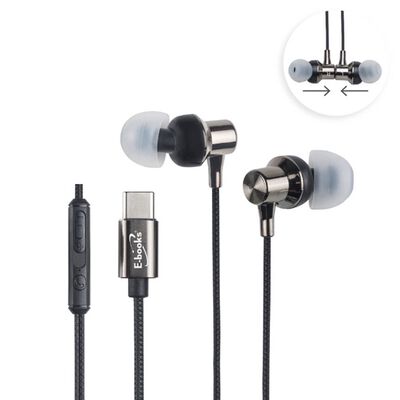 E-BOOKS SS40 鈦金質感Type C磁吸入耳式耳機 高解析音質 來電接聽功能 隱藏式麥克風設計