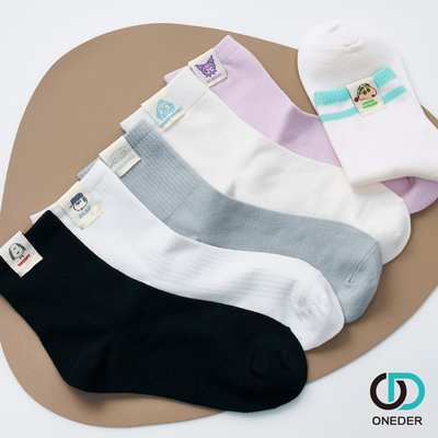 三麗鷗 史奴比 小新韓系布標長襪【ONEDER 旺達棉品】