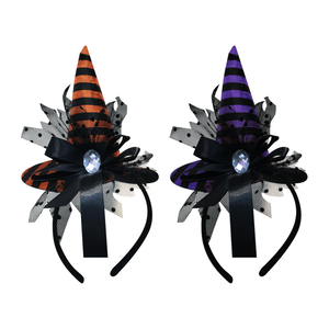 【Halloween萬聖派對】網紗珠寶巫婆帽髮箍(顏色/樣式隨機出貨)